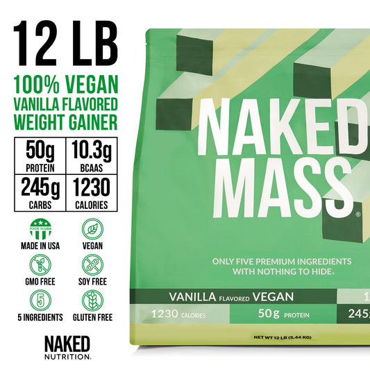 Vanilla Vegan Weight Gainer Supplement | Naked Vegan Mass - 12LB