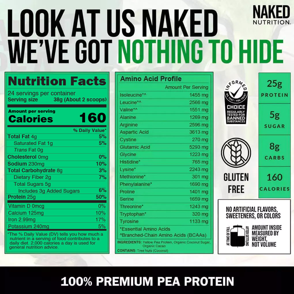 Chocolate Pea Protein Powder | Naked Chocolate Pea - 2LB
