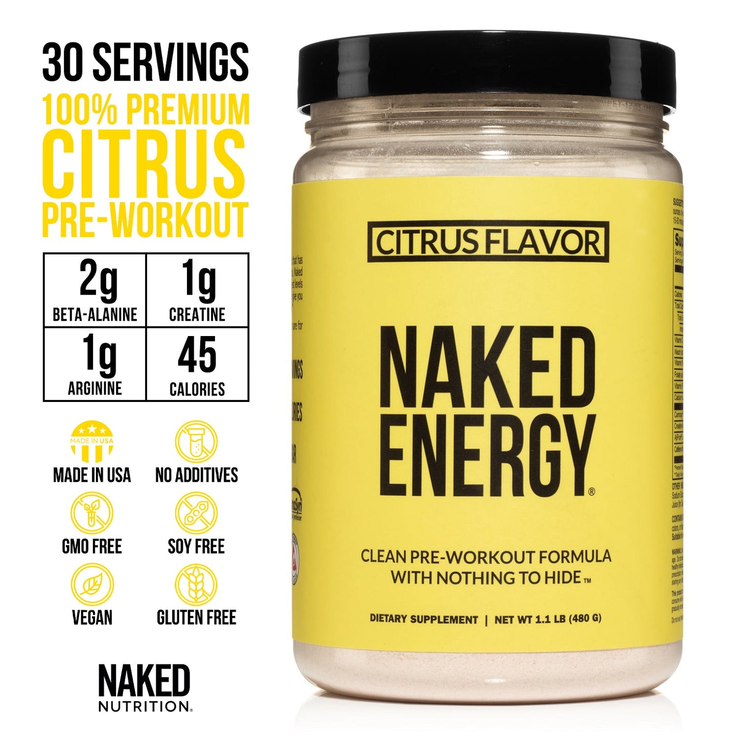 Citrus Pre Workout Supplement | Naked Energy - 30 Servings
