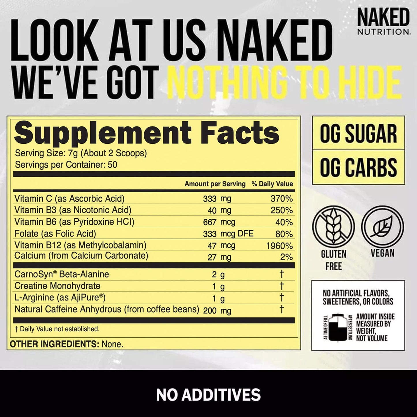 Stim Free Pre Workout | Stim Free Naked Energy - 50 Servings
