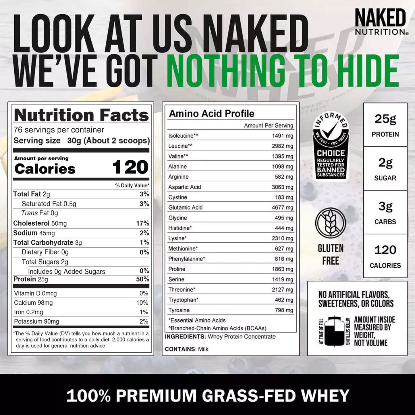 Grass Fed Whey Protein Powder | Naked Whey - 5LB