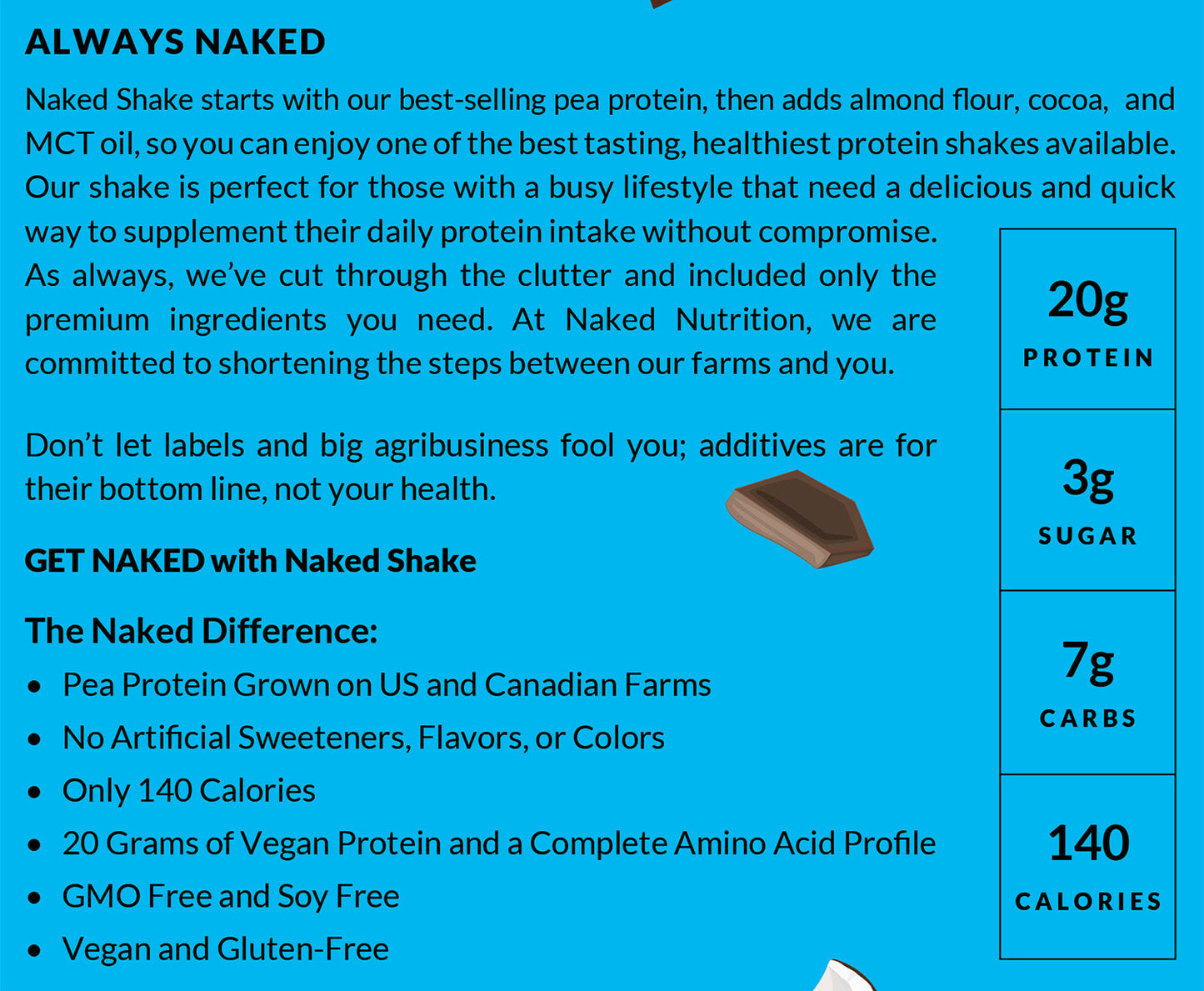 Chocolate Coconut Almond Protein Shake | Naked Shake - 30 Servings