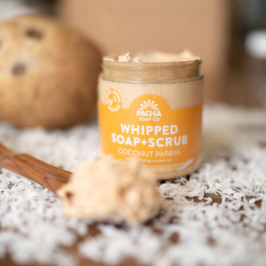 Coconut Papaya Whipped Soap + Scrub