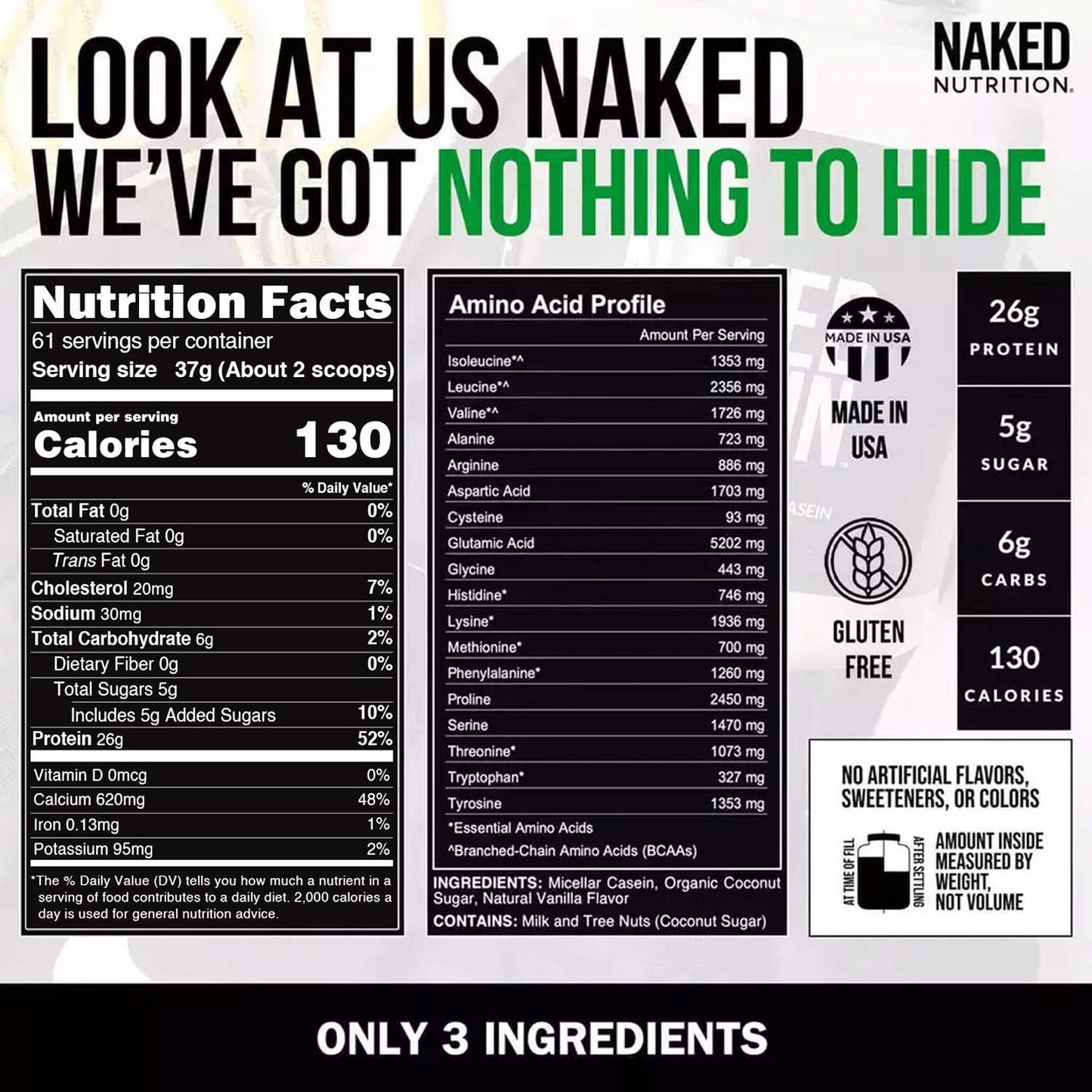 Vanilla Casein Protein Powder | Naked Vanilla Casein 5LB