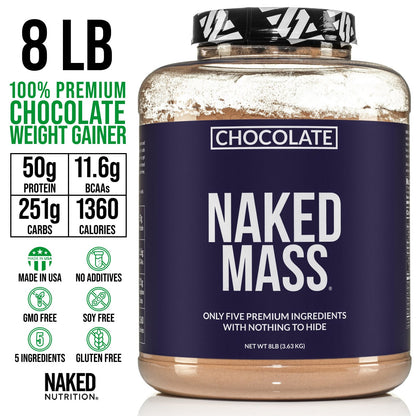 Chocolate Weight Gainer Protein Supplement | Naked Chocolate Mass - 8LB