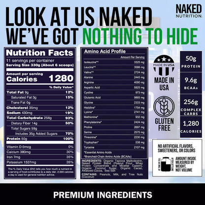 Chocolate Peanut Butter Weight Gainer Protein Supplement | Naked Mass - 8LB