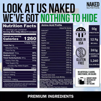 Double Chocolate Weight Gainer Protein Supplement | Naked Mass - 8LB