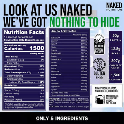 Strawberry Weight Gainer Protein Supplement | Naked Mass - 8LB