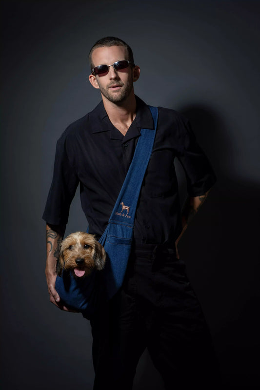 Premium Denim Pet sling Carrier, Snap Style, Black