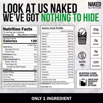 Grass Fed Whey Protein Powder | Naked Whey - 1LB