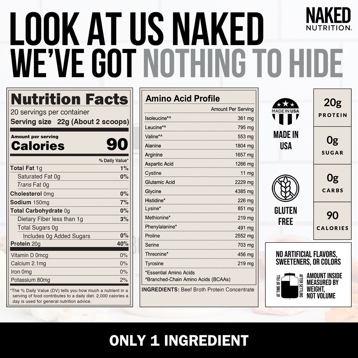 Bone Broth Protein Powder | Naked Bone Broth - 1LB