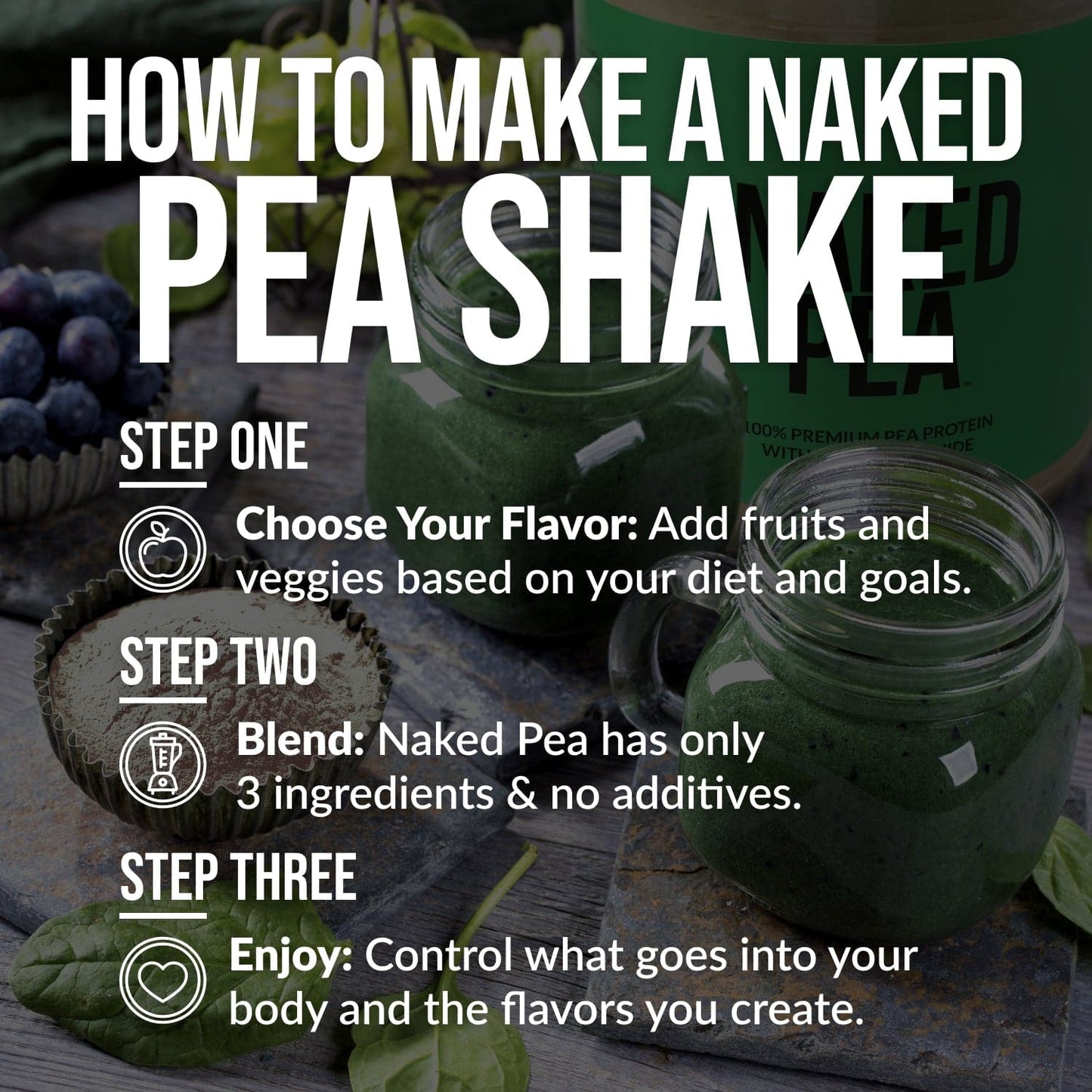 Chocolate Pea Protein Powder | Naked Chocolate Pea - 2LB