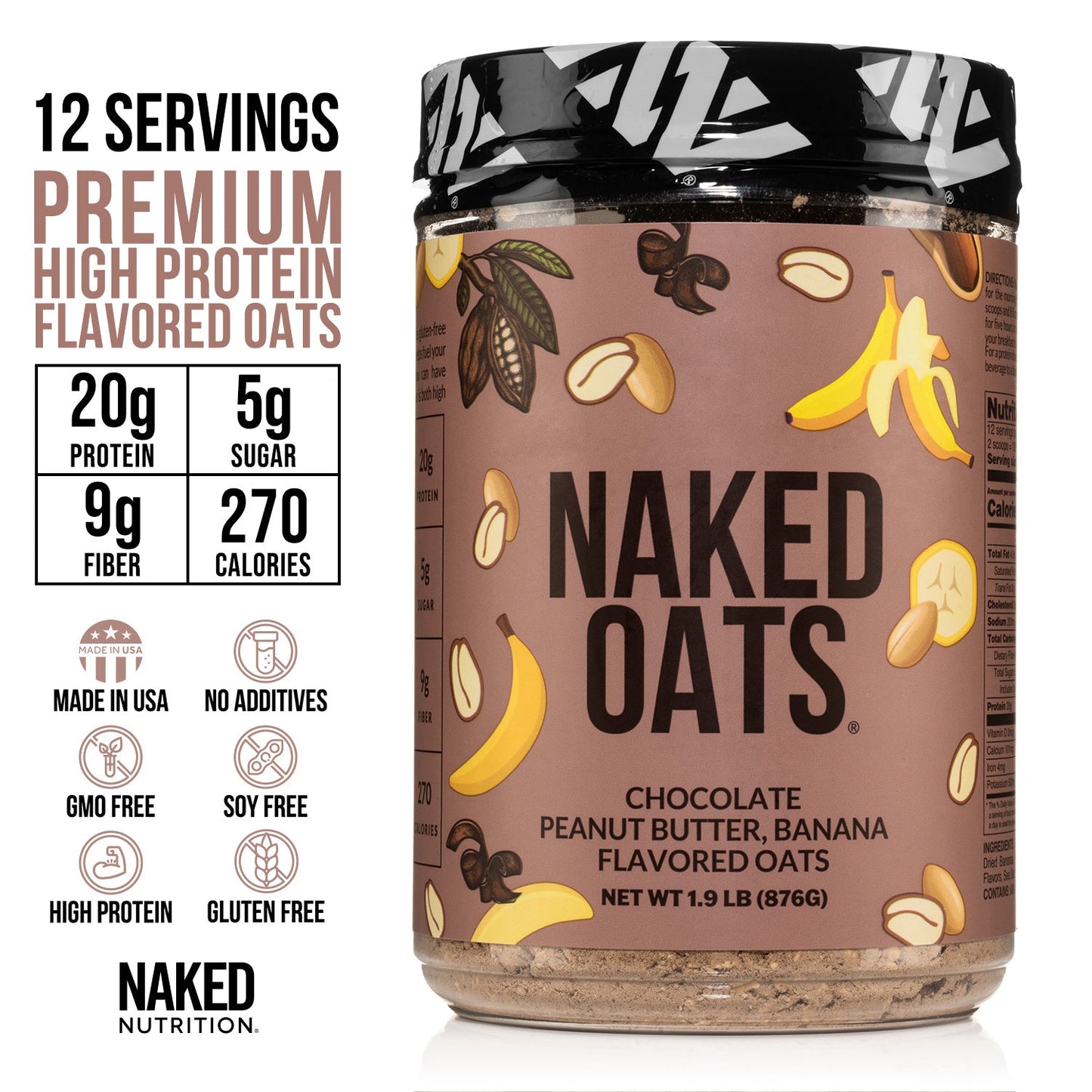 Chocolate Peanut Butter Banana Protein Oats | Naked Oats
