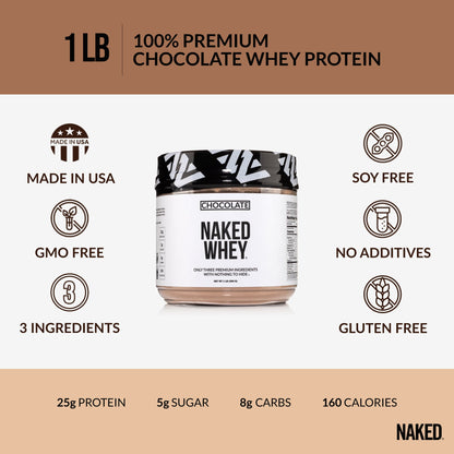 Chocolate Whey Protein Powder 1lb | Naked Chocolate Whey - 1LB